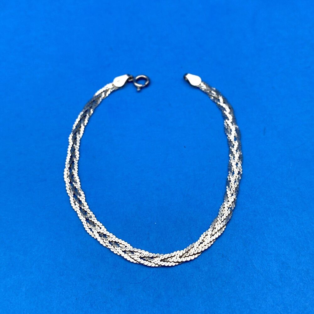 Vintage IBB 925 Italy Sterling Silver 4 Strand Twisted Bracelet 7in 3g